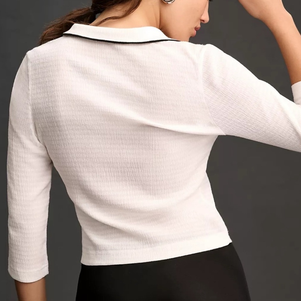 Maeve Rosette Collared Open-Front Top Size Xs - image 4